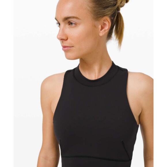 Lululemon Everlux and Mesh Cropped Tank 8 Black Racerback Activewear - Picture 9 of 9